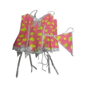 hearts rob pink hearts corset top with panties Size M